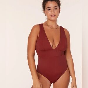 NWT $112 Andie Mykonos Terracotta One Piece Swimsuit Full Coverage Large